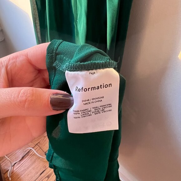REFORMATION TWILIGHT DRESS - EMERALD GREEN - Picture 2 of 6